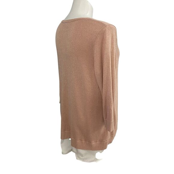 Calvin Klein Sweater Womens Sz 2X Lagenlook Preppy V Neck Peach Officecore Basic - Picture 6 of 11